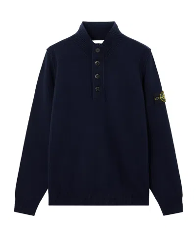 STONE ISLAND HALF-ZIP JUMPER WITH FELT TRIMS