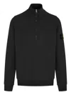 Stone Island Stretch Rws Wool Zip Jumper In Black