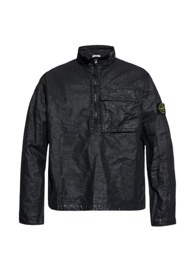 Stone Island Half-zip Pocket Jacket In Black