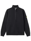 Stone Island Half Zip Polo In Black