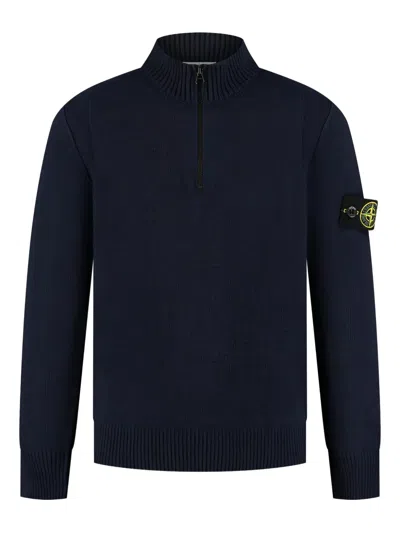 Stone Island Kids' Half-zip Sweater In Blue