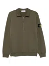 Stone Island 6100028 Half-zip Patch-logo Sweater In Green
