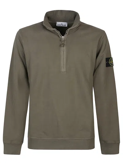 Stone Island Half Zip Sweatshirt In Green
