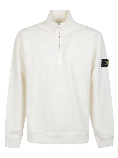 Stone Island Half Zip Sweatshirt In White