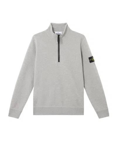 Stone Island Half-zip Sweatshirt With Patch Pockets In Dust And Gray Mixed Color