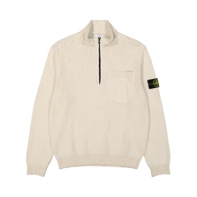 Pre-owned Stone Island Half Zip Textured Knit Sweater 'natural Beige' | Tan | Men's Size Xxl In Brown