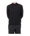 Stone Island Half-zip Wool Sweater In Black