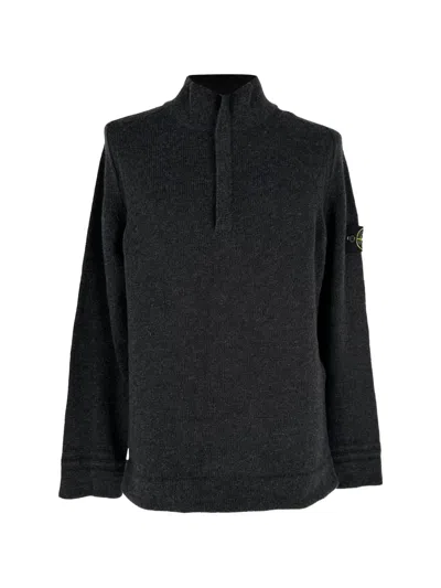 Pre-owned Stone Island Half-zip Knitted Sweater In Grey
