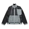 Stone Island Hand Sprayed Mussola Biker Jacket 'sky Blue' In Black