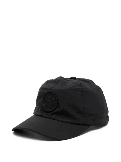 Stone Island Logo-plaque Baseball Cap In Black