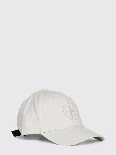 Stone Island Cotton Baseball Cap With Logo In White