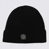 Stone Island Ribbed Knit Beanie With Compass Logo Patch