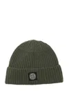 Stone Island Mens Green Brand-patch Ribbed Wool Beanie In Green