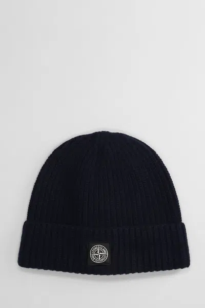 STONE ISLAND HATS IN BLUE WOOL