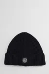 Stone Island Ribbed Knit Fisherman Beanie With Turn-up Cuff In Black