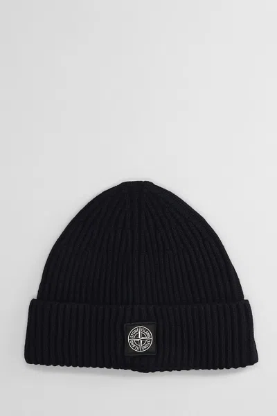 STONE ISLAND HATS IN BLUE WOOL