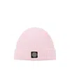 Stone Island Light Wool Knitted Beanie With Compass Patch Accessories In Pink