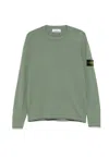 Stone Island Cotton Long Sleeves Sweater In Military Green With Logo