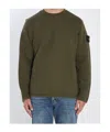 Stone Island Heavy Cotton Crewneck Sweatshirt In Green