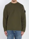 Stone Island Heavy Cotton Crewneck Sweatshirt In Green