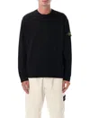 Stone Island Heavy Cotton Crewneck Sweatshirt In Black