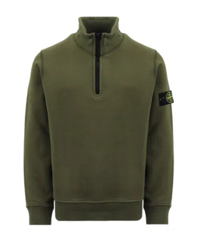 Stone Island High Collar And Long Sleeves Sweater In Green