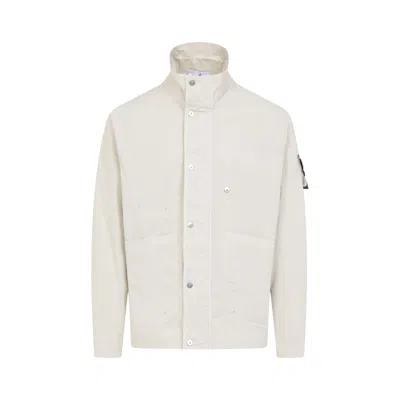 Stone Island Logo Patch High-neck Jacket In Beige