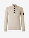 Stone Island Turtleneck Button Sweater In Neutral