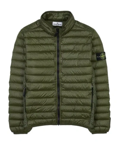 Stone Island High-collar Long-sleeved Down Jacket In Military Green