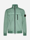 Stone Island Compass-badge Crinkled Bomber Jacket In Light Green