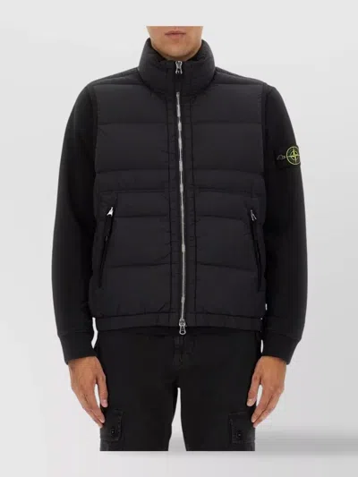 Stone Island High Collar Puffer Vest With Side Pockets In Black