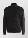 Stone Island High Collar Ribbed Cuffs Side Pockets In Black