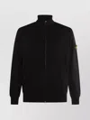 Stone Island High Collar Ribbed Cuffs Side Pockets Sweatshirt In Black