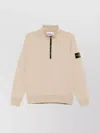 Stone Island High Collar Ribbed Cuffs Sweater In Neutral