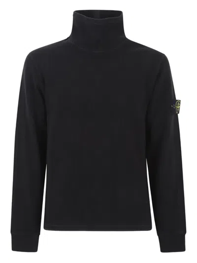 Stone Island High-neck Badge Sweatshirt In Black