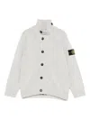Stone Island High-neck Button Cardigan In Gray