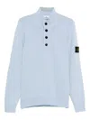 Stone Island High-neck Button Sweater In Blue
