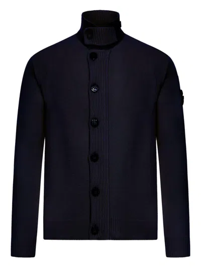 STONE ISLAND HIGH-NECK CARDIGAN WITH LOGO PATCH STONE ISLAND