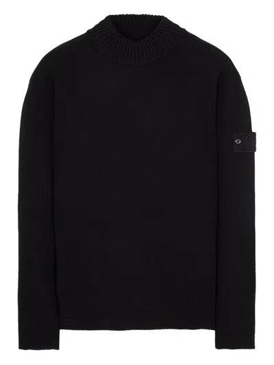 Stone Island High-neck Compass-badge Sweater In Black