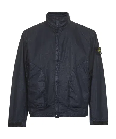 Stone Island High-neck Jacket In Blue
