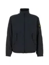 Stone Island Stretch Polyester Jacket Elastic Cuffs High Collar In Blue