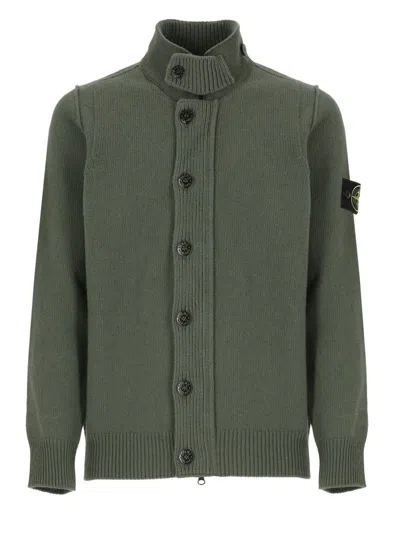 STONE ISLAND STONE ISLAND HIGH NECK KNITTED CARDIGAN