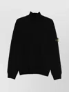 Stone Island High Neck Long Sleeve Knit Sweater In Black