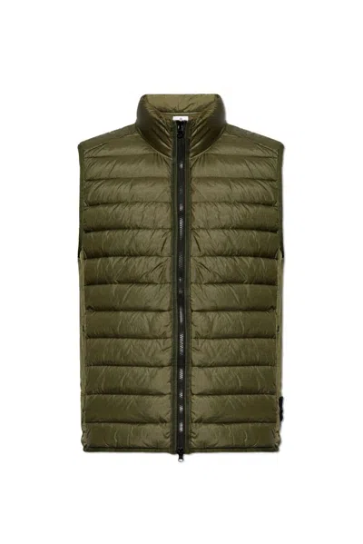 Stone Island High Neck Padded Vest In Green