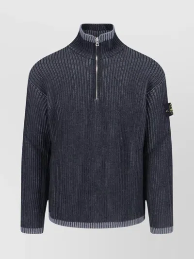 STONE ISLAND HIGH NECK RIBBED TEXTURE SWEATER