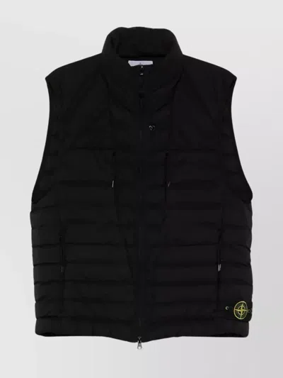 Stone Island High Neck Sleeveless Padded Vest In Black