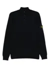 Stone Island High-neck Sweater With Button Closure In Black