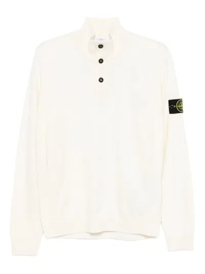 Stone Island High-neck Sweater With Button Closure In Neutral