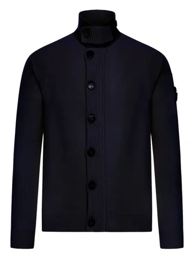 STONE ISLAND HIGH-NECK WOOL CARDIGAN
