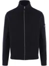 Stone Island High Neck Zip Fastening Sweater With Pouch Pockets In Black